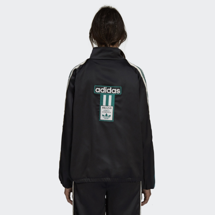 Original Adidas Womens Satin Snap Track Top DH4600 Jacket Velvet Firebird Track Black Top