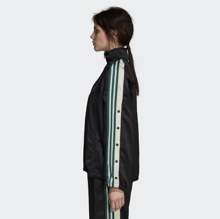 Original Adidas Womens Satin Snap Track Top DH4600 Jacket Velvet Firebird Track Black Top