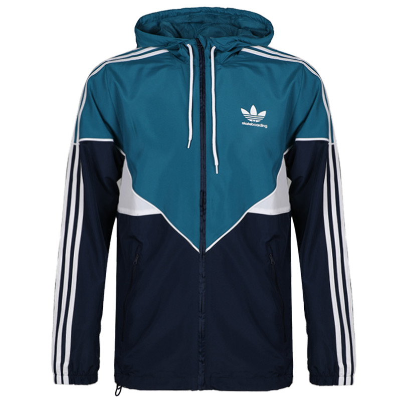 Original Adidas Jaqueta Premiere Windbreaker Hoodies DH6659 Navy White Turquesa Jacket