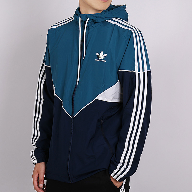 Original Adidas Jaqueta Premiere Windbreaker Hoodies DH6659 Navy White Turquesa Jacket
