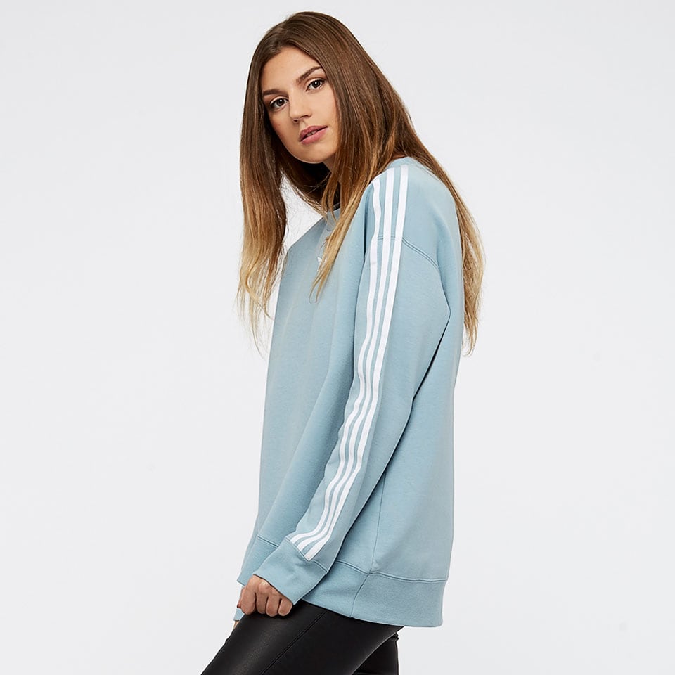 Adidas CE2433 Women Originals Crew Sweater LS Shirt Blue Adicolor Sweatshirts