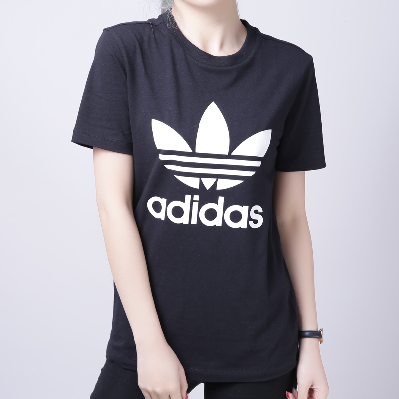 Adidas Originals Womens Trefoil Tees Black Short Sleeve CV9888 Sport Tees