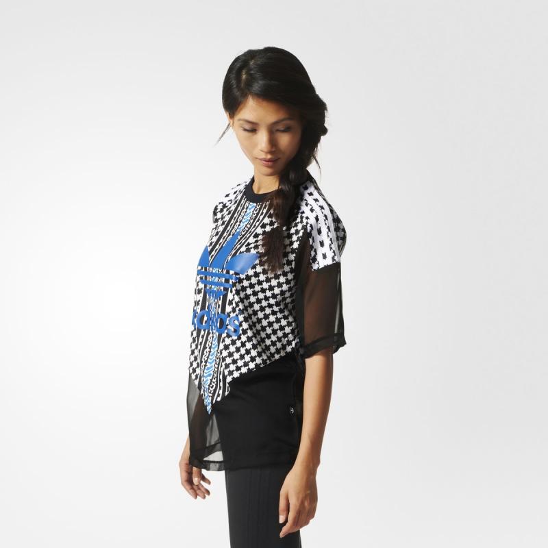 Adidas Original Soccer Print Tees Women Monochrome Trefoil AJ8525 Tshirt