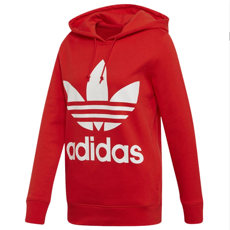 Adidas Womens V-Day Trefoil Hoodie Red FH8563 Pullover Hoody