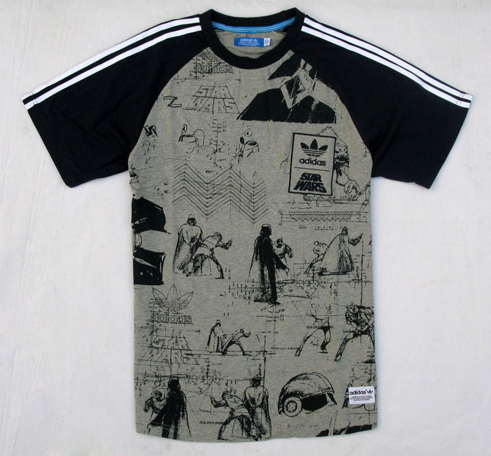 Original Adidas Mens Summer Tees Star Wars Tshirt SW Tees Star Wars Grey