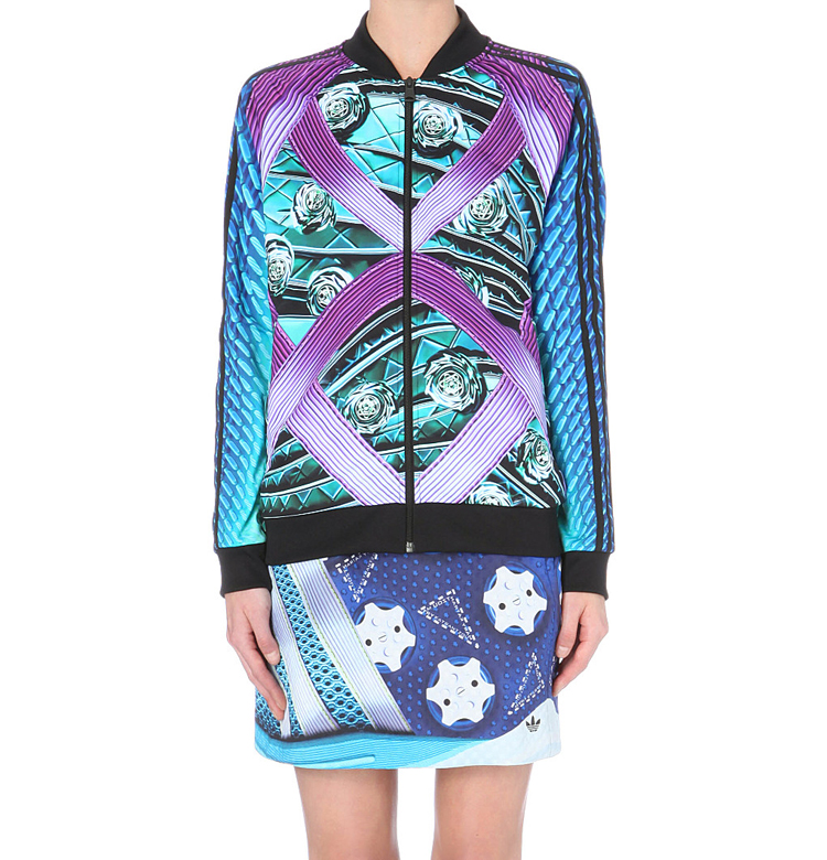 Adidas Mary Katrantzou Track TOP M62906 Adidas Printed Distance Track Jacket Green/Purple Jacket