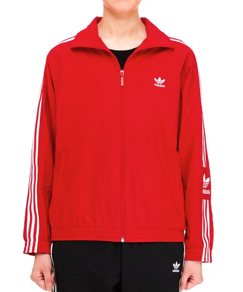 Adidas Original Womens Track Jacket ED7539 Red Three Stripes Lock Up TT Jacket