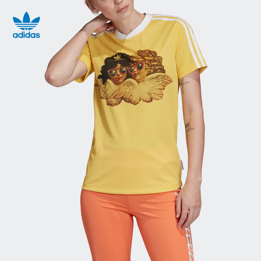 Adidas Womens Fiorucci Angels T-Shirt FL4139 White Fiorucci Graphic Tee Yellow FL4141 Tees C