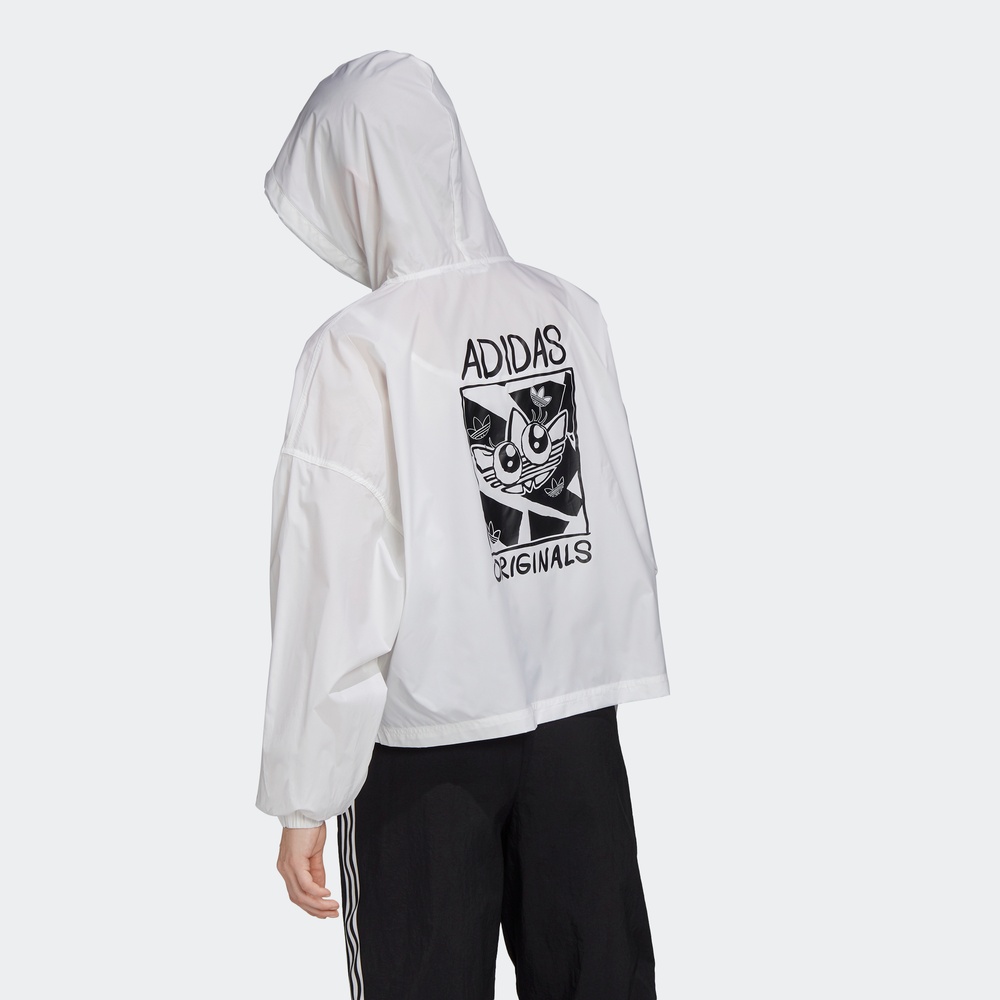 WOMEN ORIGINALS Adidas Graphic Sunscreen Windbreaker GK4980 White Jacket SUPER-SWEET LOOK Hoody C