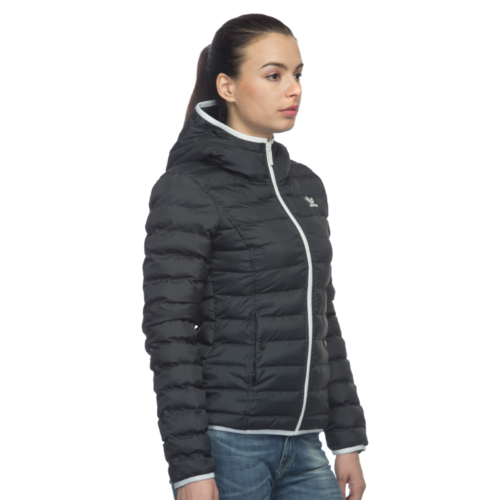 Adidas Womens Slim Padded Hooded Jacket Black M30410 Mont Slim Pad HD Bayan Jacket