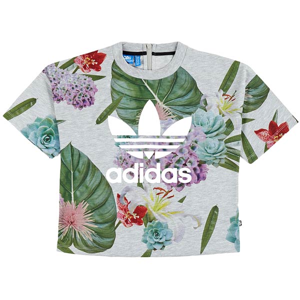 Adidas Womens Originals Training Box Tees AJ8889 Floral Boxy Tees