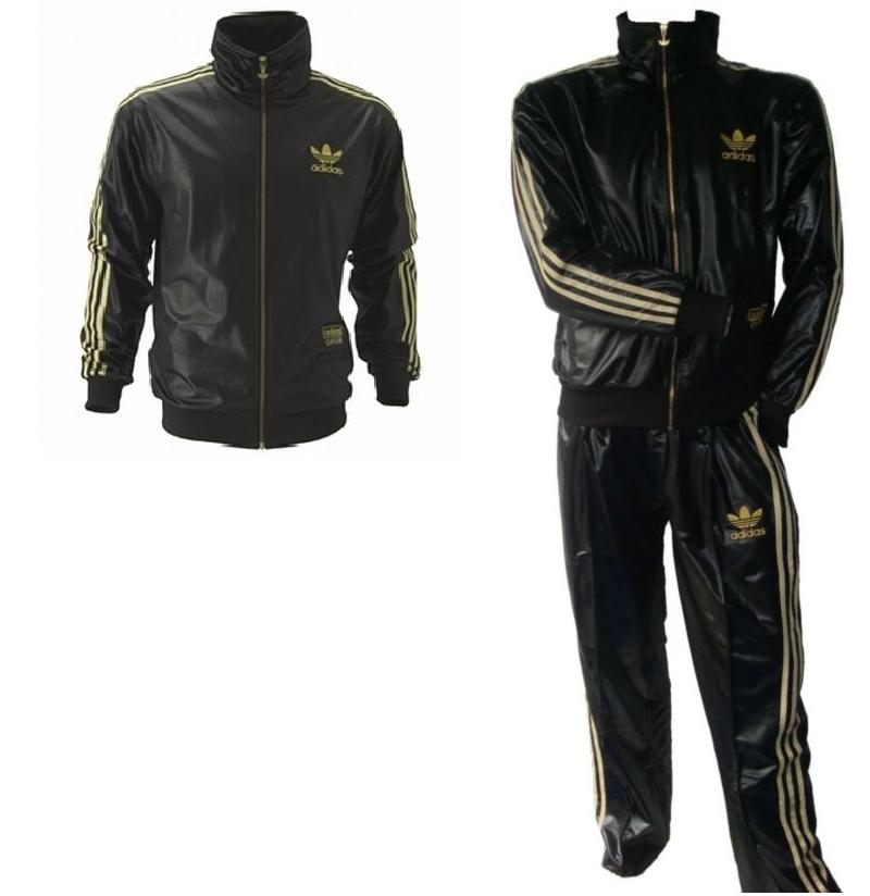Adidas Chile 62 Rare Tracksuit Jacket Wetlook Shiny Black/Gold Suit