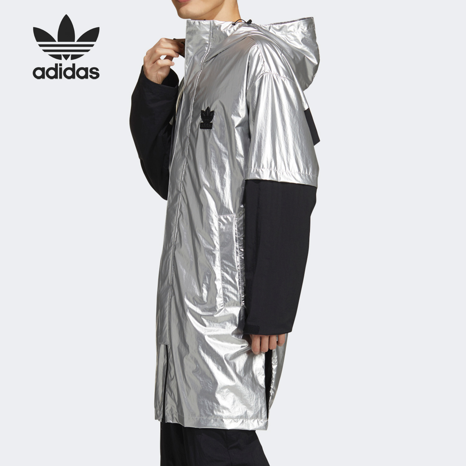 Original Adidas Mens Liquid Metal Windbreker Hoody GT7292 Long Jacket