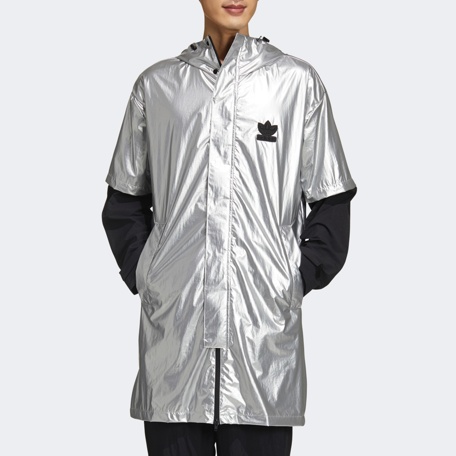 Original Adidas Mens Liquid Metal Windbreker Hoody GT7292 Long Jacket