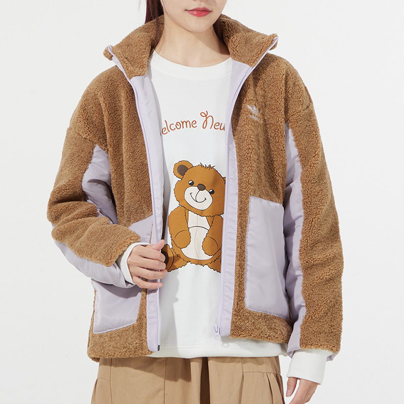 Adidas Womens Original Fur Jacket HC6604 Winter SHERPA BIKER Khaki Coat