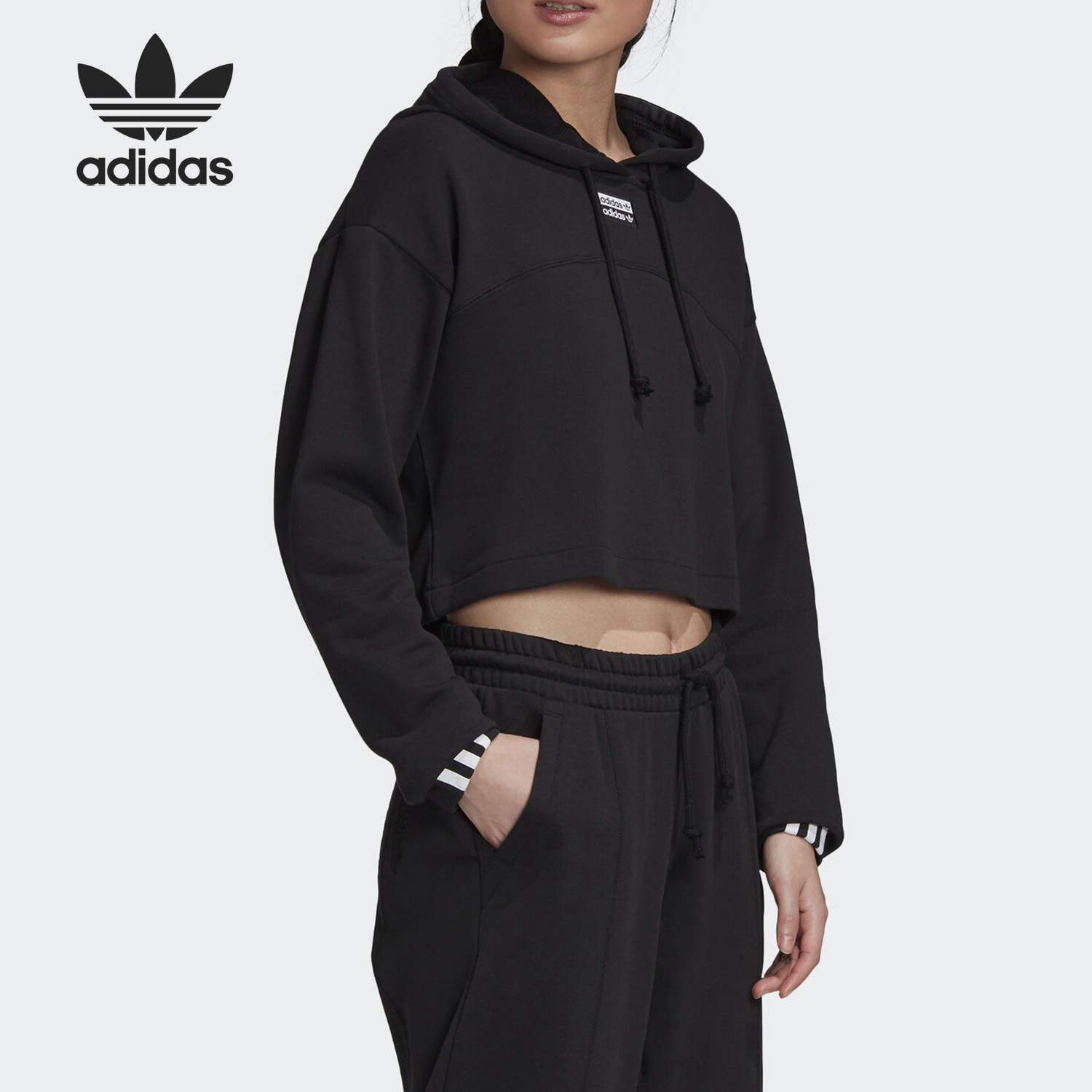 Adidas Womens R.Y.V. Womens GD3090 Sweatshirts Cropped Hoodie