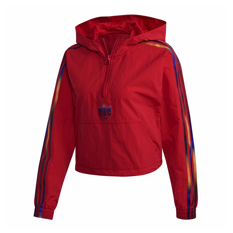 Adidas Adicolor Half-Zip Crop Top Red GJ7717 Jacket GJ7718 Pants Full Suits 