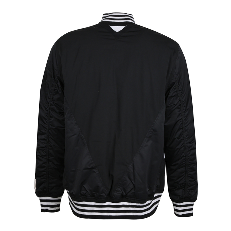 Adidas x White Mountaineering Flight Jacket Black BQ4077 Snap Button Pockets Ribbed Trims 3 Stripes