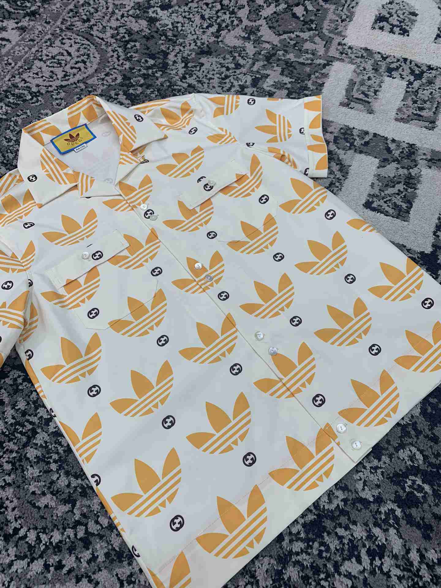 Adidas x Gucci Trefoil Collaboration Bowling Tshirt Summer Tees