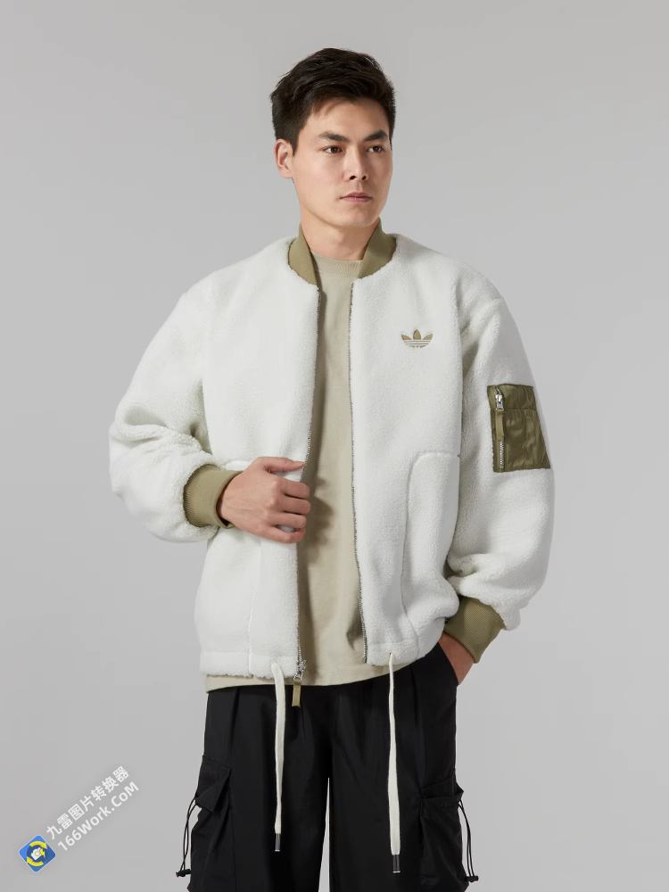 Adidas Adibreak Fleece Reversible Jacket Black IN0989 Lamb Fleece Jacket Khaki IN0990 Track Top