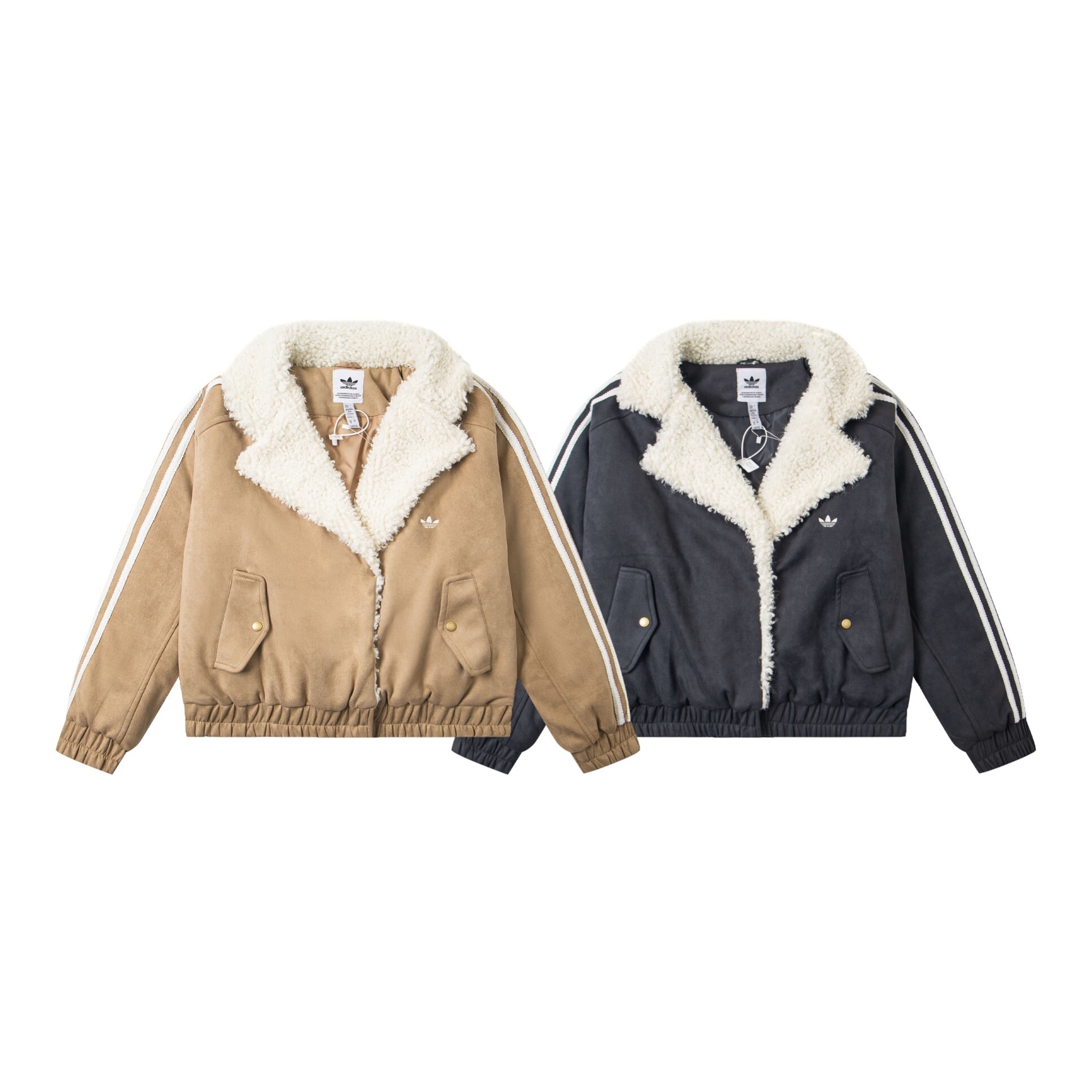 Adidas Originals Year of the Snake Fleece Collar Jacket Women's Gray JL8438 Black JL8439 Short Jacket